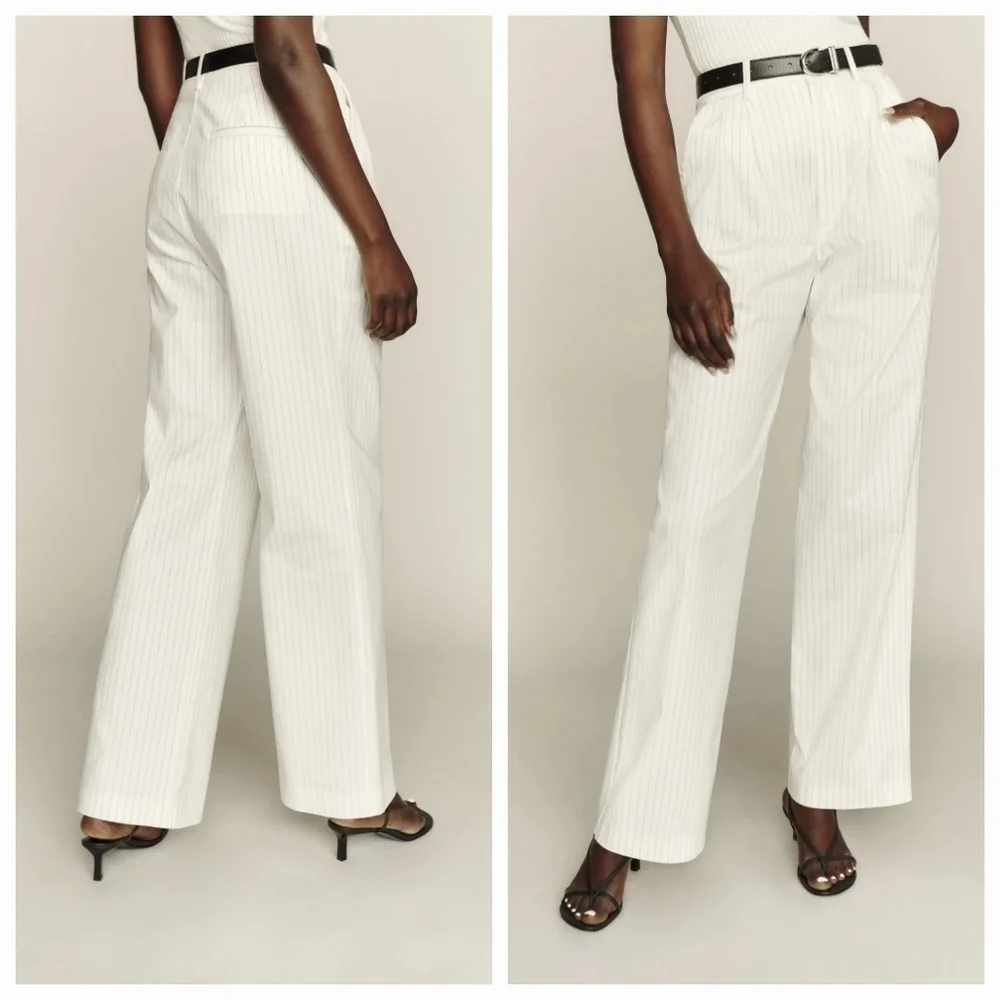 Reformation Oren Pant in White Stripe size 0 NWT